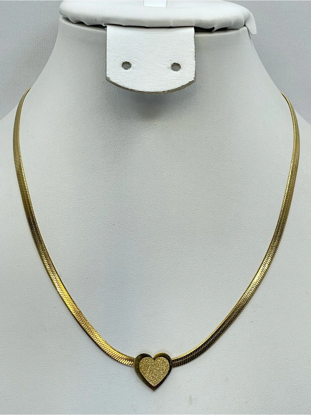 Gold Heart Flat Snake Chain Necklace Minimalist Romantic Streetwear Classic Boho